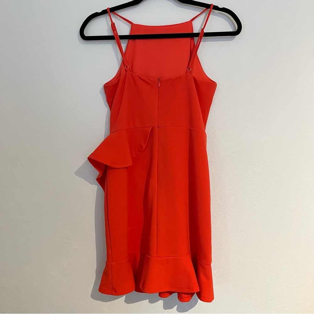 Lulu’s Coral Red Ruffle Mini Dress - Picture 5 of 9